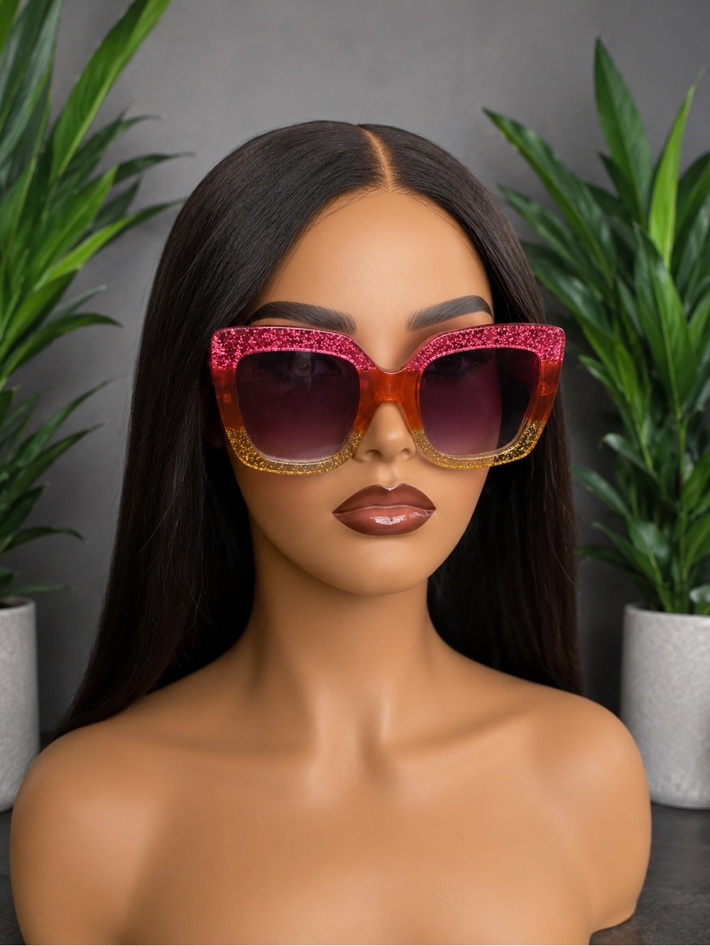 Gucci Glitter Gradient Oversized Sunglasses - Pink & Gold